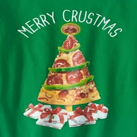 Băieți Merry Crustmas Pizza Xmas copac Crăciun vacanță Maneca lunga tricou XS4-5