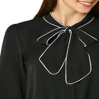 Chilipiruri unice femei Contrast culoare buton jos Maneca lunga Cravată gât cămașă