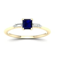 Imperial Gemstone 10k Aur Galben octogonal tăiat albastru safir 1 10CT TW diamant femei Inel