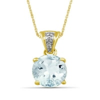 Bijuteriiclub Carat T. G. W. acvamarin și diamant alb Accent aur 14K peste argint pandantiv, 18