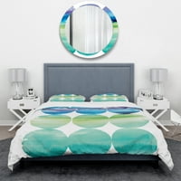 Designart 'Circle Abstract Blue Colorfields III' set de Huse geometrice pentru plapumă