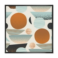 Designart 'forme Retro cu Luni abstracte și sori I' modern Framed Canvas Wall Art Print