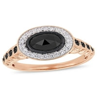 1-carate diamant alb-negru 10kt Aur Roz Halo inel de logodna