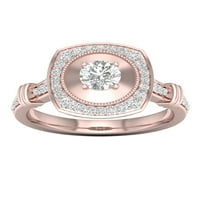 3 4CT TDW diamant 14k aur roz Halo inel de logodna