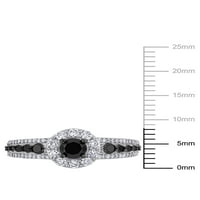 Miabella Carat T. W. diamant alb-negru 14k aur alb Halo inel de logodna