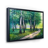 Designart 'Summer Forest Path By The Birches' Lake House Înrămate Canvas Wall Art Print