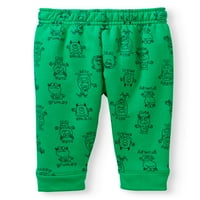 Pantaloni Din Lână Cu Imprimeu Pentru Băieți Nou-Născuți Cu Manșetă