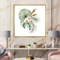 Designart 'Buchet Tropical Cu Frunze De Orhidee De Palmier' Imprimare Tradițională De Artă De Perete Din Pânză Încadrată