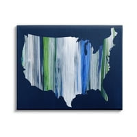Stupell Industries Abstract Stripe Statele Unite ale Americii hartă Galerie de artă grafică-artă de perete imprimată pe pânză