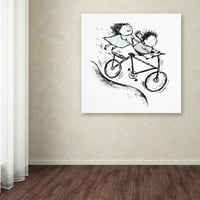 Copii cu bicicleta artă pe pânză de Carla Martell