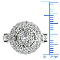 1ct TDW diamant 10k Aur Alb dublu Halo inel de logodna