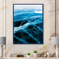 Designart 'White And Blue Ice Structure II' Modern Framed Canvas Wall Art Print