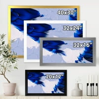 Designart 'abstract Alb și albastru valuri Gri' modern Framed Art Print