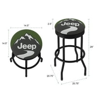 Jeep Green Mountain grad pivotant Barstool cu nervuri negre cu scaun căptușit cu spumă, bază cu trepte Negre