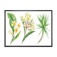 Flori galbene și frunziș Tropical XII pictură Înrămată pânză Art Print