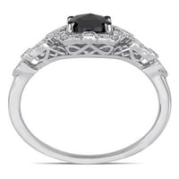 Miabella Carat T. W. diamant alb-negru 14k inel de logodnă filigran din Aur Alb