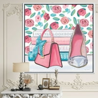 Designart 'Roz moda tocuri inalte i' Posh & Luxe încadrată panza