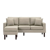 Canapea secțională Convertibilă Aukfa-canapea cu scaun pentru sufragerie-canapea extensibilă în formă de l cu Otoman-Bej
