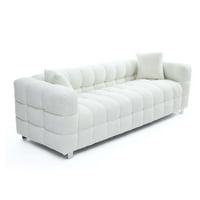 Aukfa 80 canapea modernă tapițată, canapea canapea pentru sufragerie-perne-Alb
