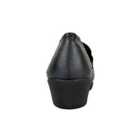 Ora confort Brenda lățime largă mocasin Design țesute pantofi din piele negru 9.5